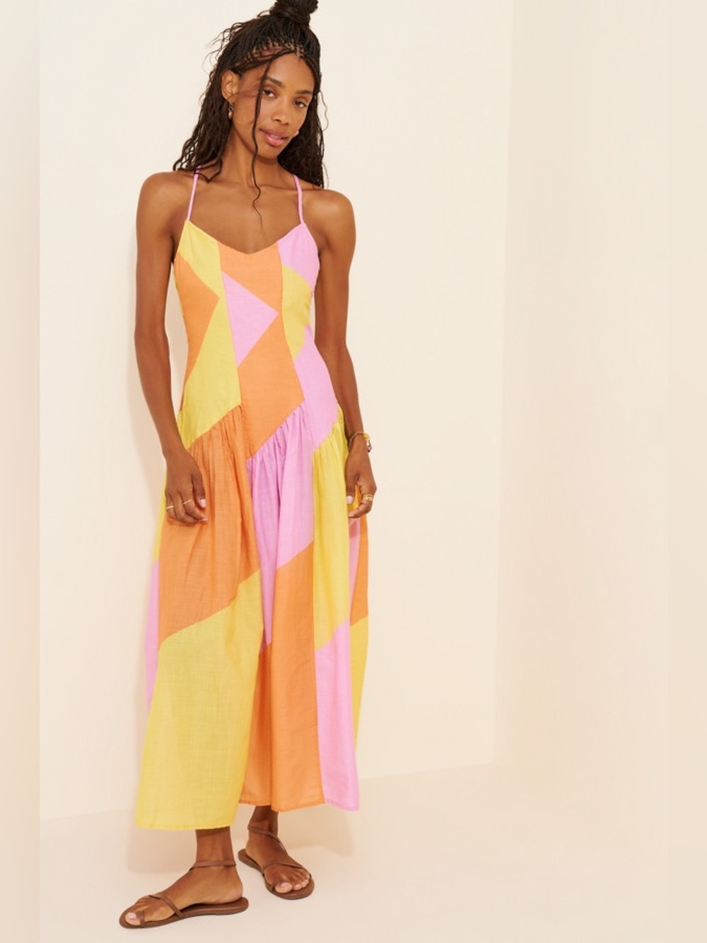 NWT Anthropologie celandine Cotton colorblock a line strappy mini dress Xl